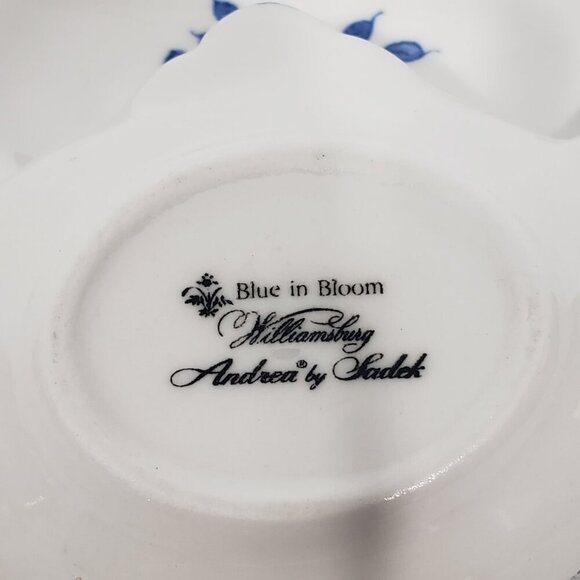 Pair of Andrea by Sadek Tea Bag Tidy Holders Williamsburg Floral Blue in Bloom - Picture 3 of 3